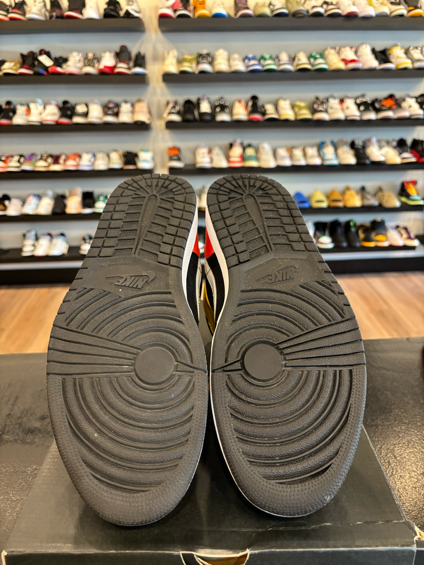 Jordan 1 Mid Black Amarillo Orange Size 13 Pre-Owned