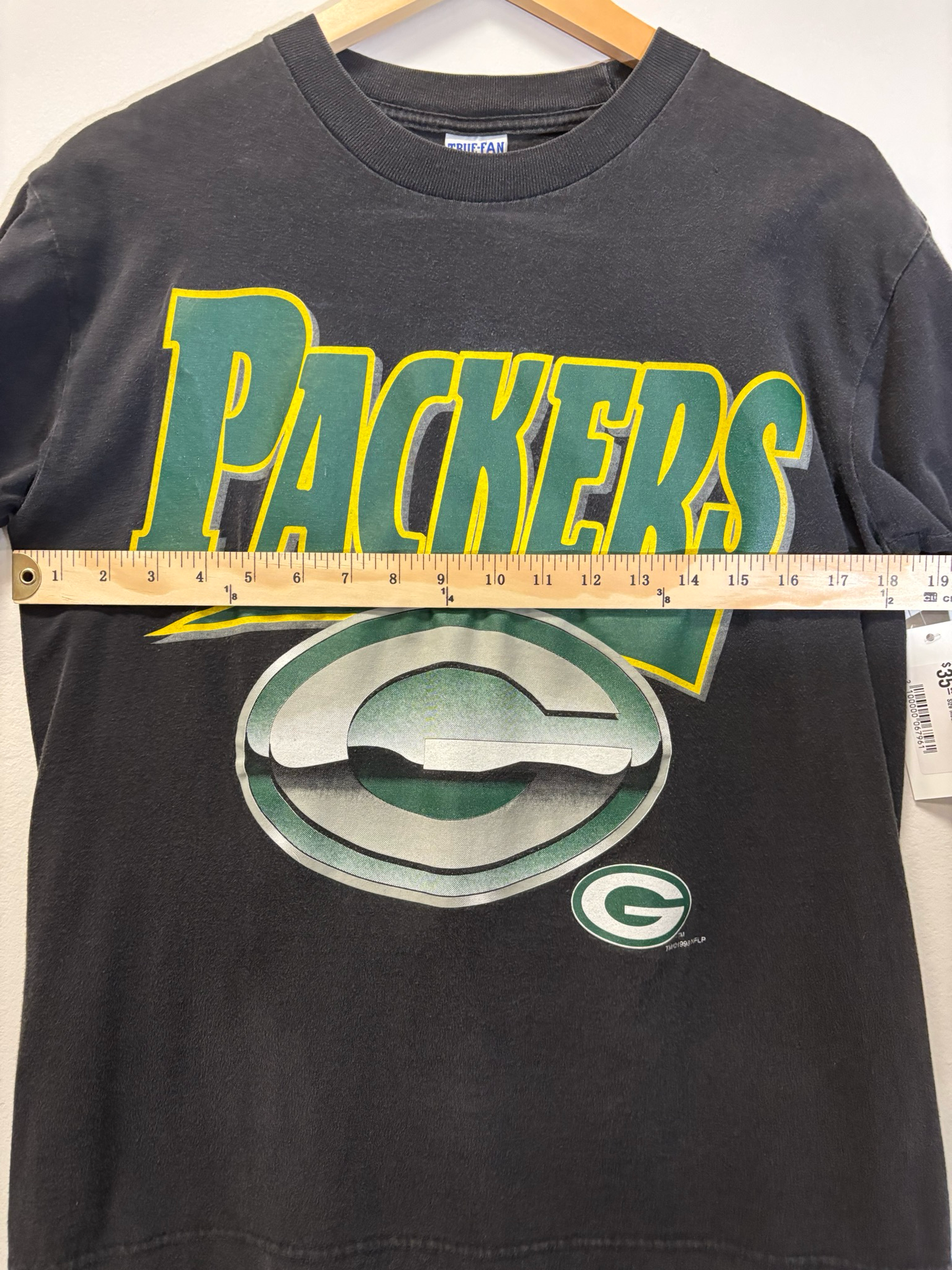Packers Logo Tee Black Size Medium Vintage