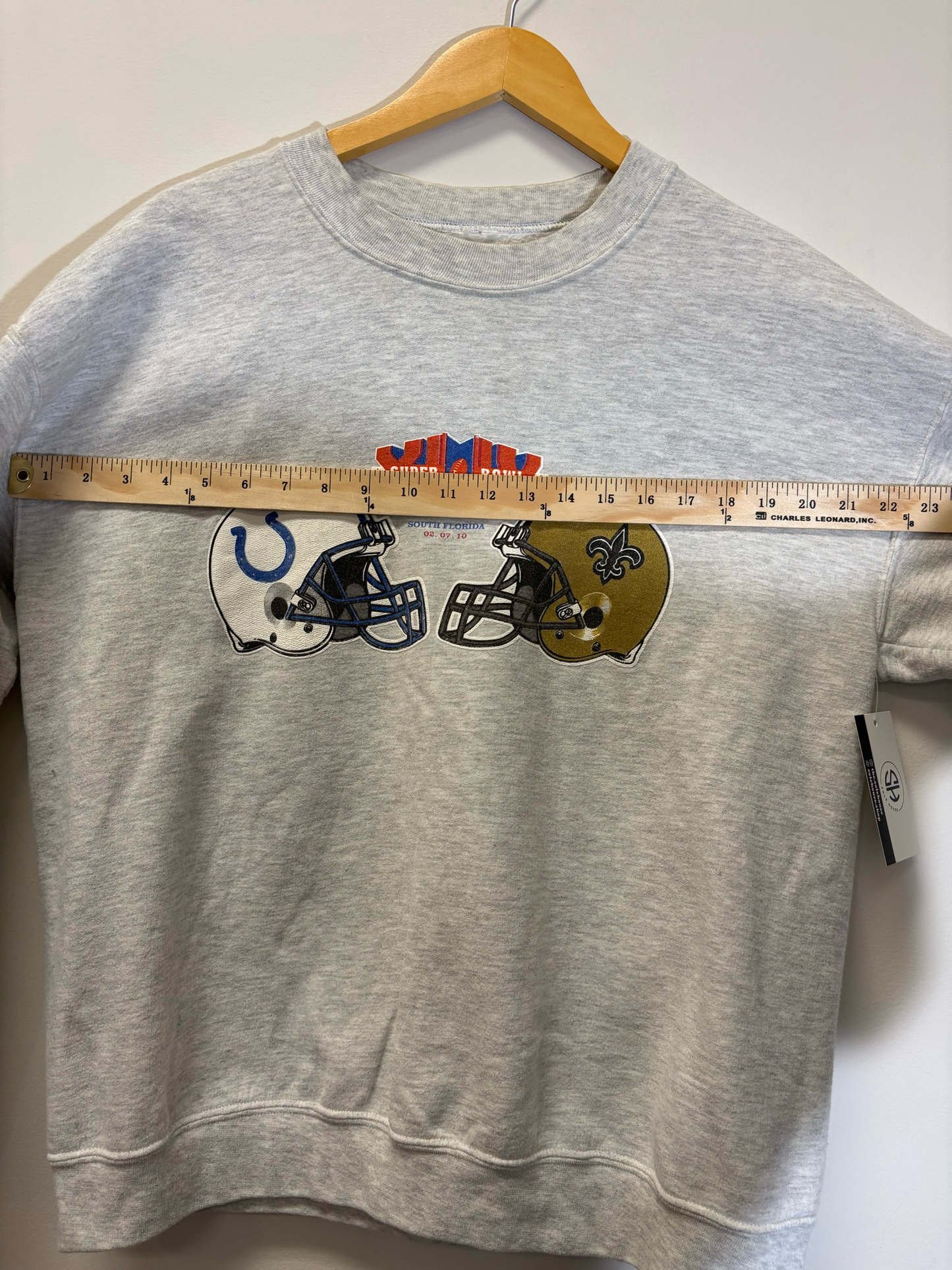 Superbowl Colts Saints Crewneck Grey Size Large Vintage