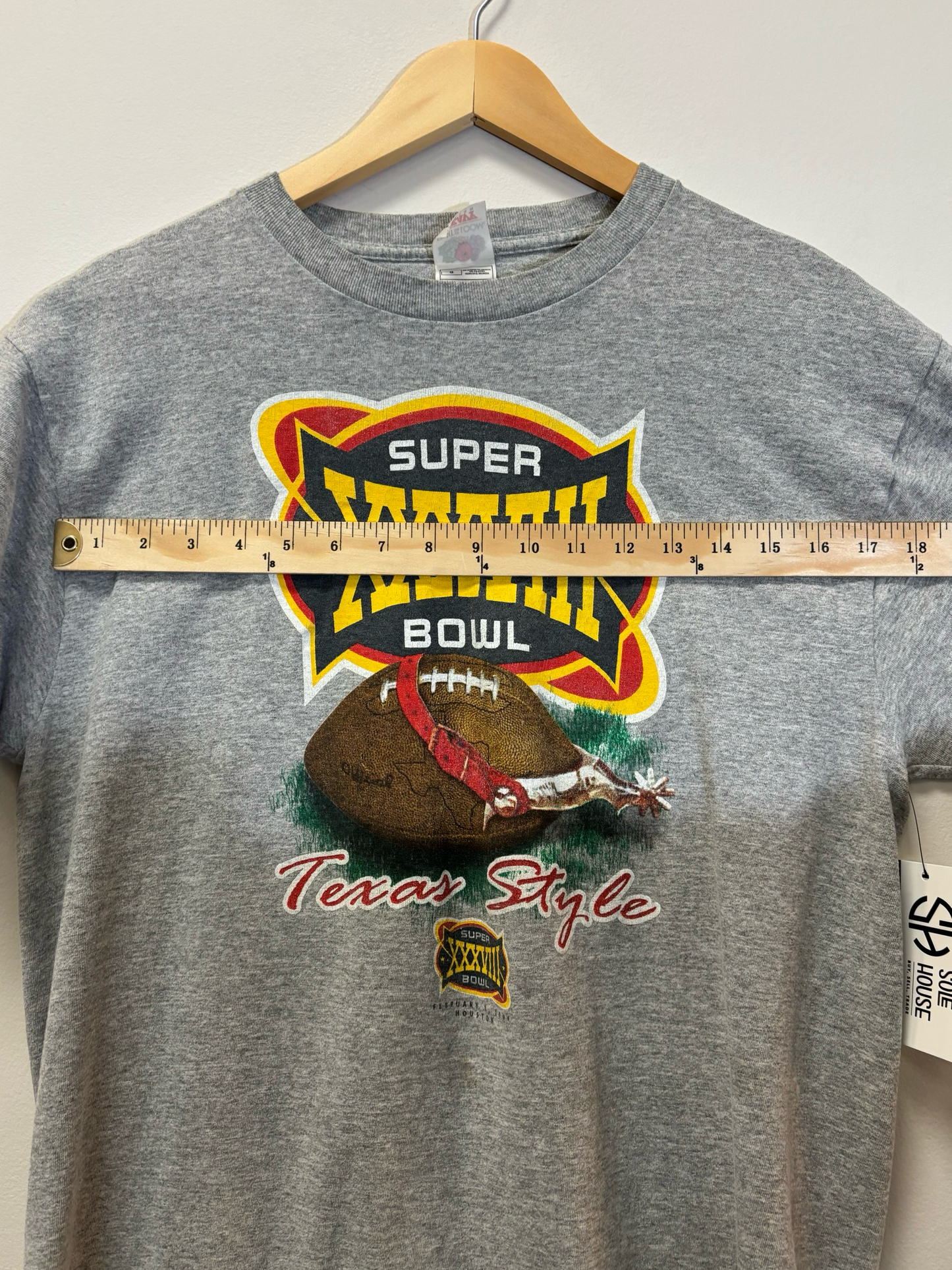 Super Bowl Texas Style Tee Grey Size Large Vintage