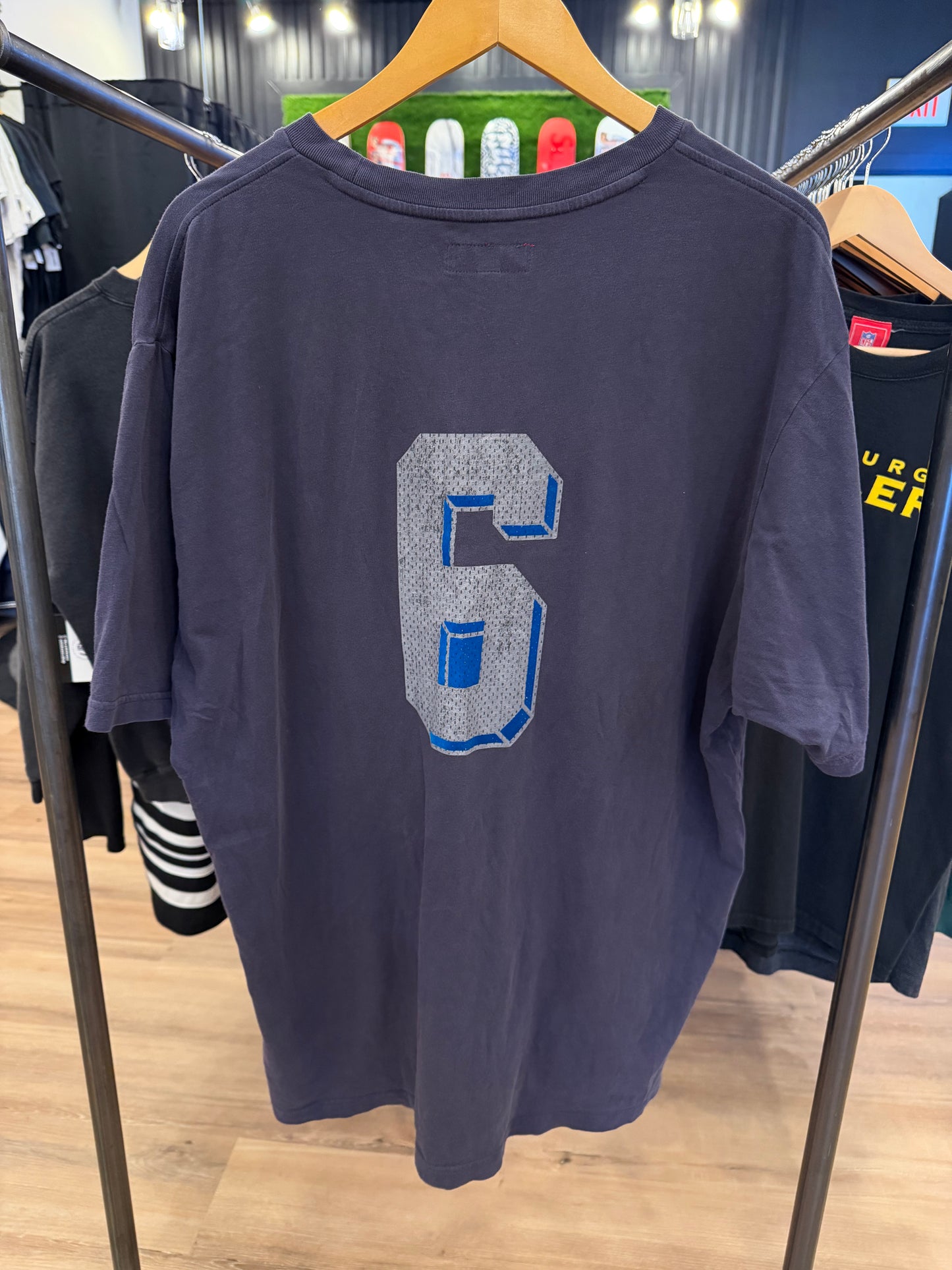 Supreme Flocked Washed Tee Navy Size XL Pre-Owned