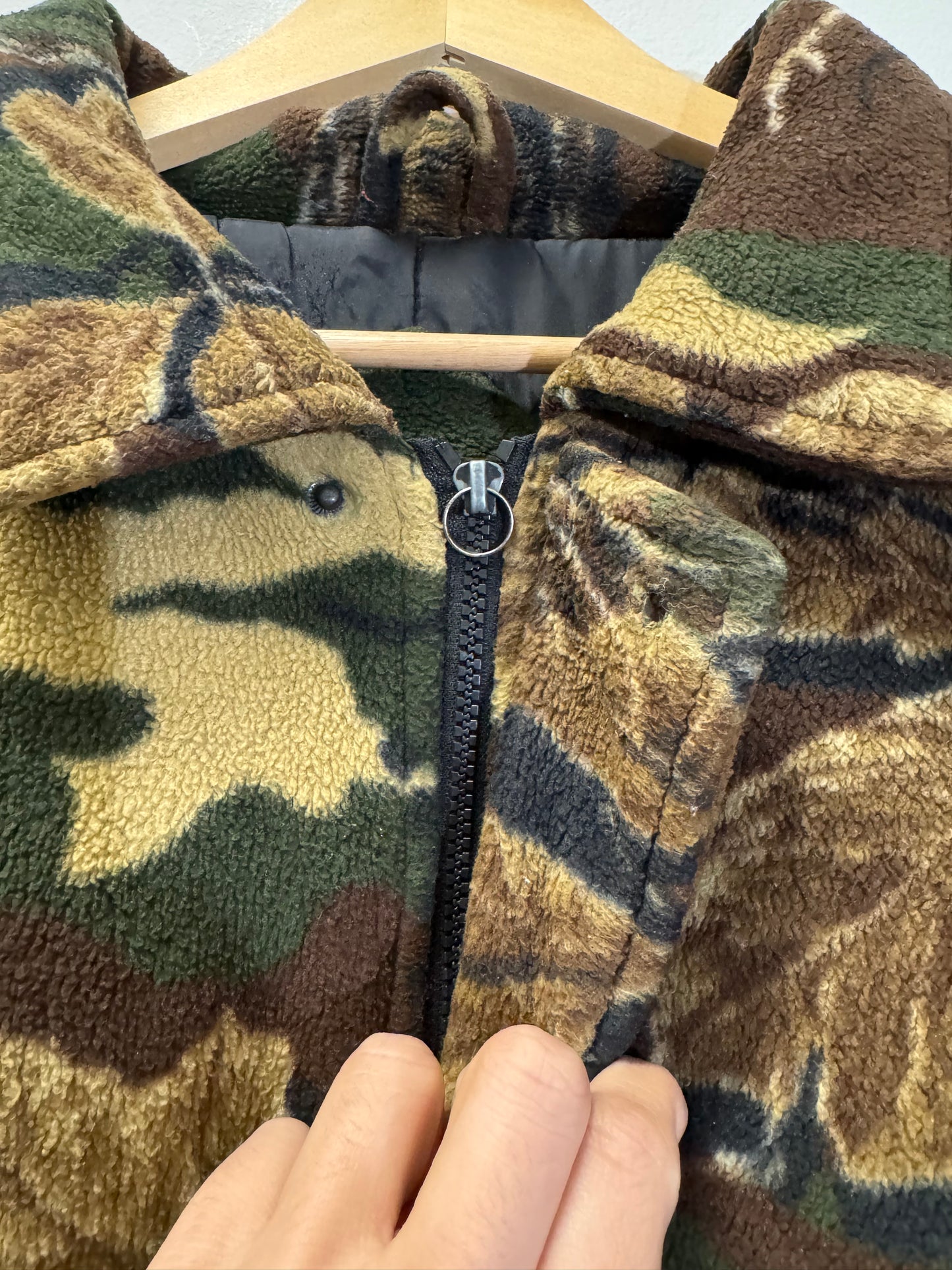 Camo Sherpa Fleece Brown Jacket Size Large Vintage