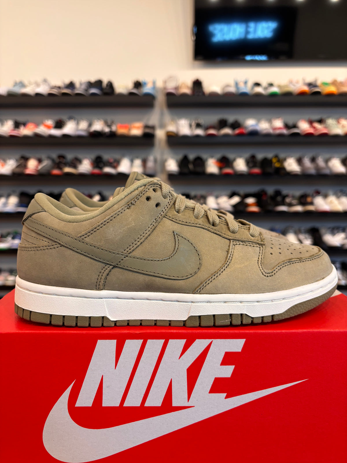 Nike Dunk Low Olive Suede Size 5Y (6.5W) Brand New