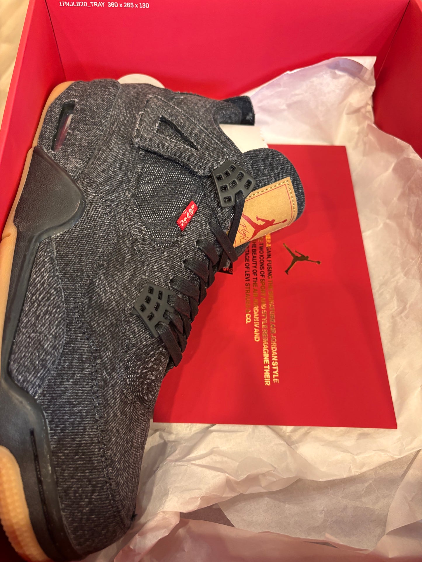 Jordan 4 Levi's Black Size 12 Brand New