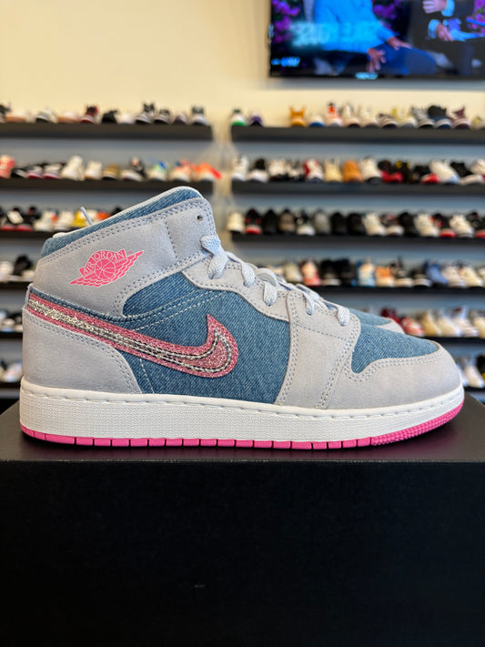 Jordan 1 Mid Denim Sequin Size 7Y (8.5W) Brand New