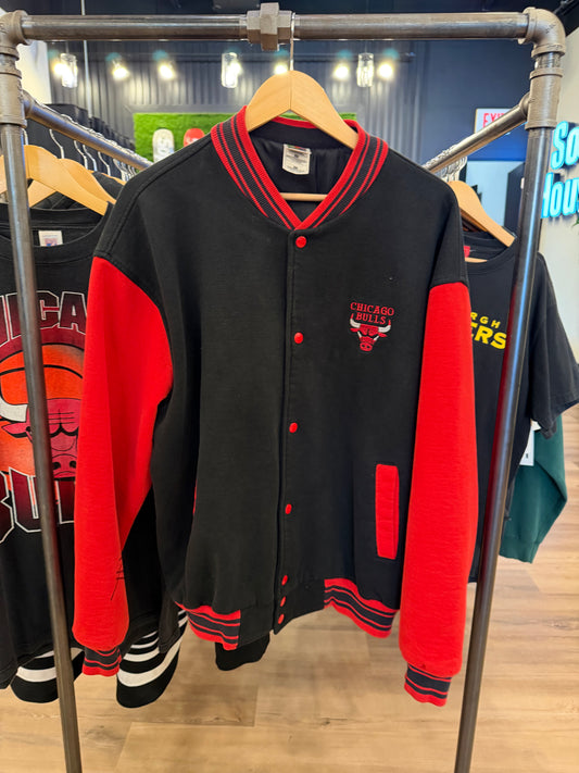 Chicago Bulls Button Down Varsity Jacket Size XL VINTAGE