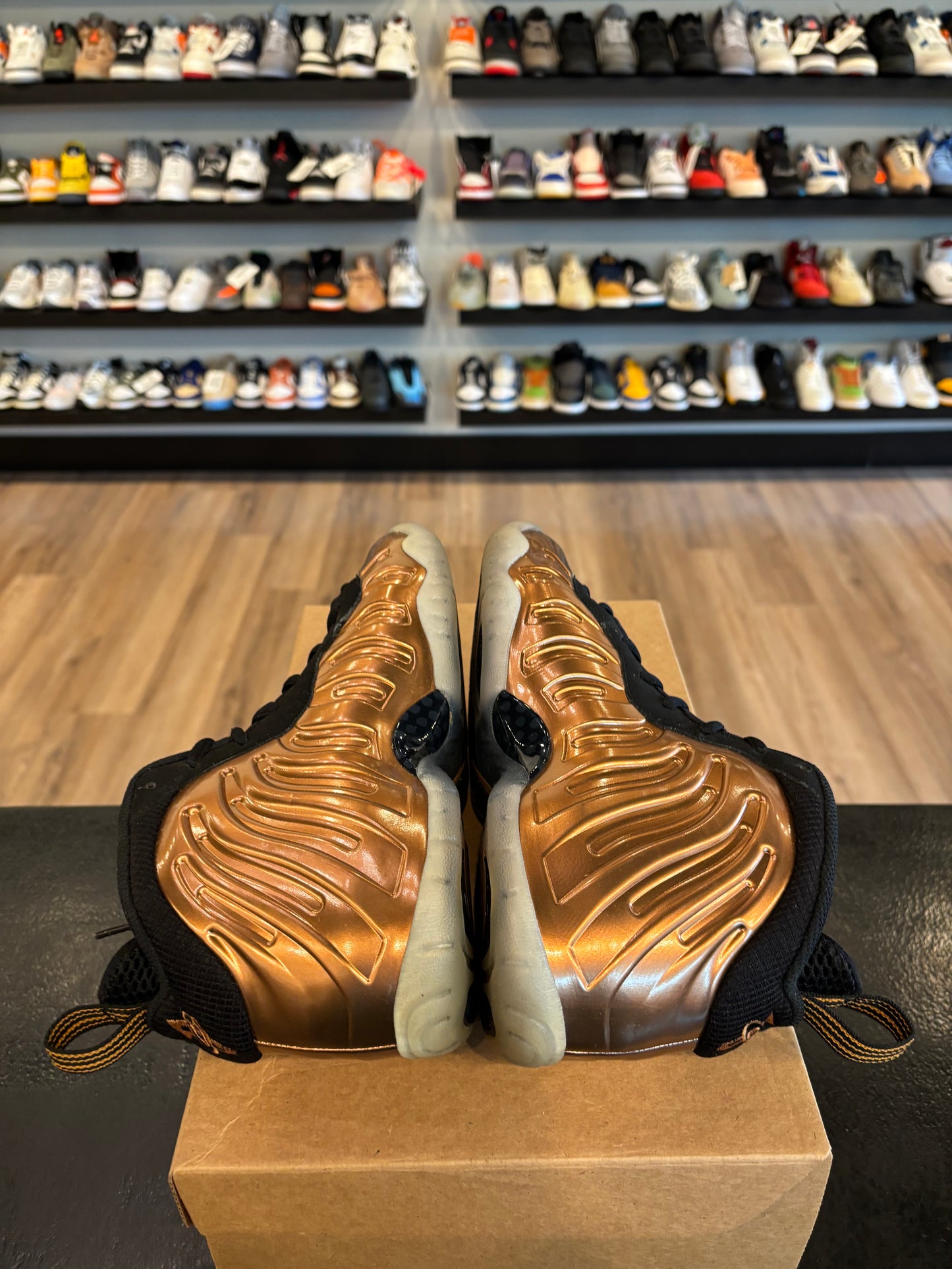 Nike Foamposite Copper 2017 Size 6.5Y (8W) Pre-Owned (No Box)