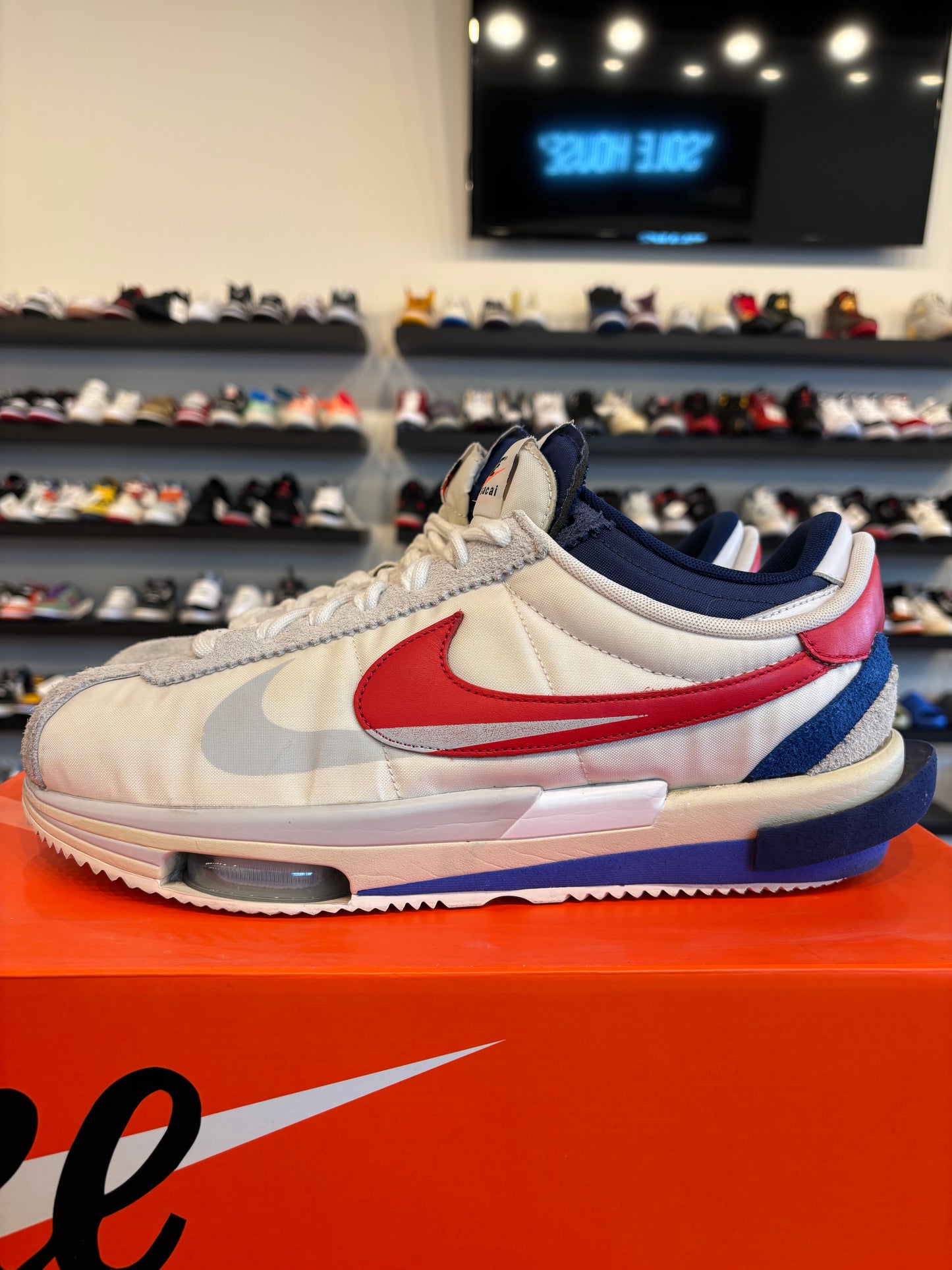 Nike Zoom Cortez Sacai White Red Size 12.5 Pre-Owned