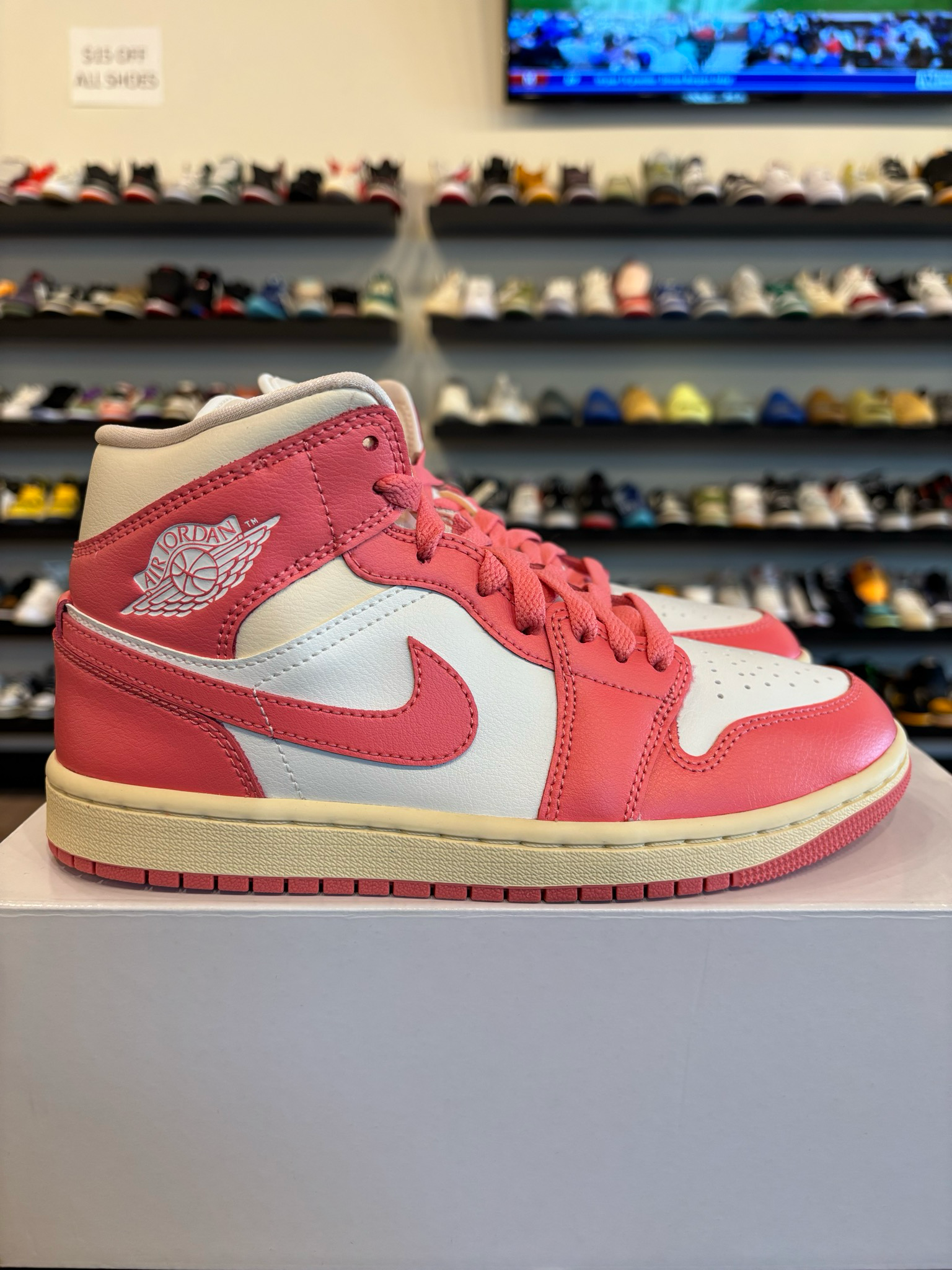 Jordan 1 Mid Pink Guava Size 5.5Y (7W) Brand New