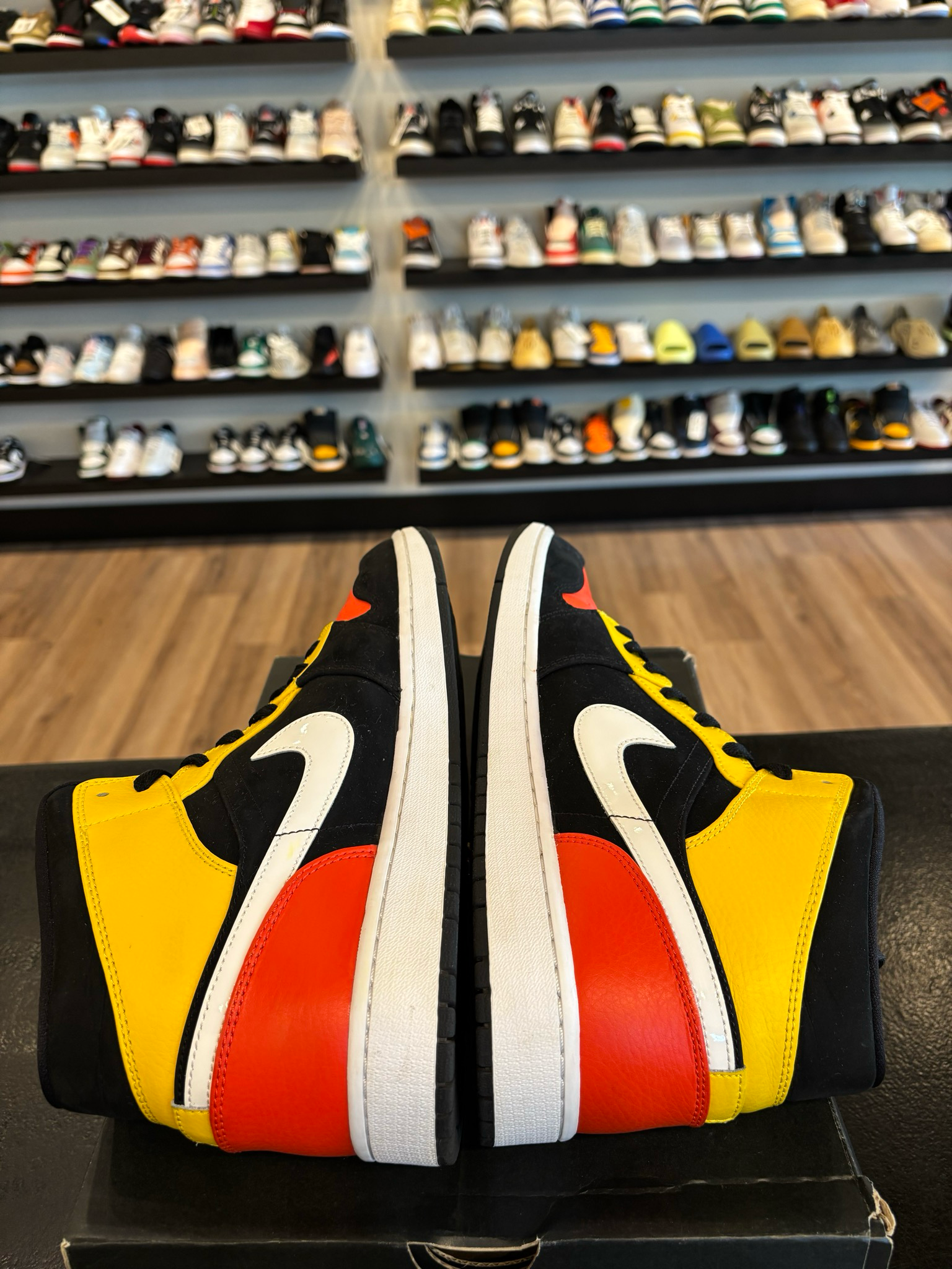 Jordan 1 Mid Black Amarillo Orange Size 13 Pre-Owned