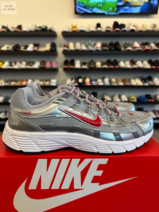 Nke P-6000 Metallic Silver Red Size 6Y (7.5W) Brand New