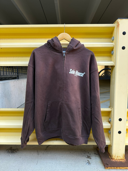 Sole House Premium Faded Zip Up Mocha Size Large