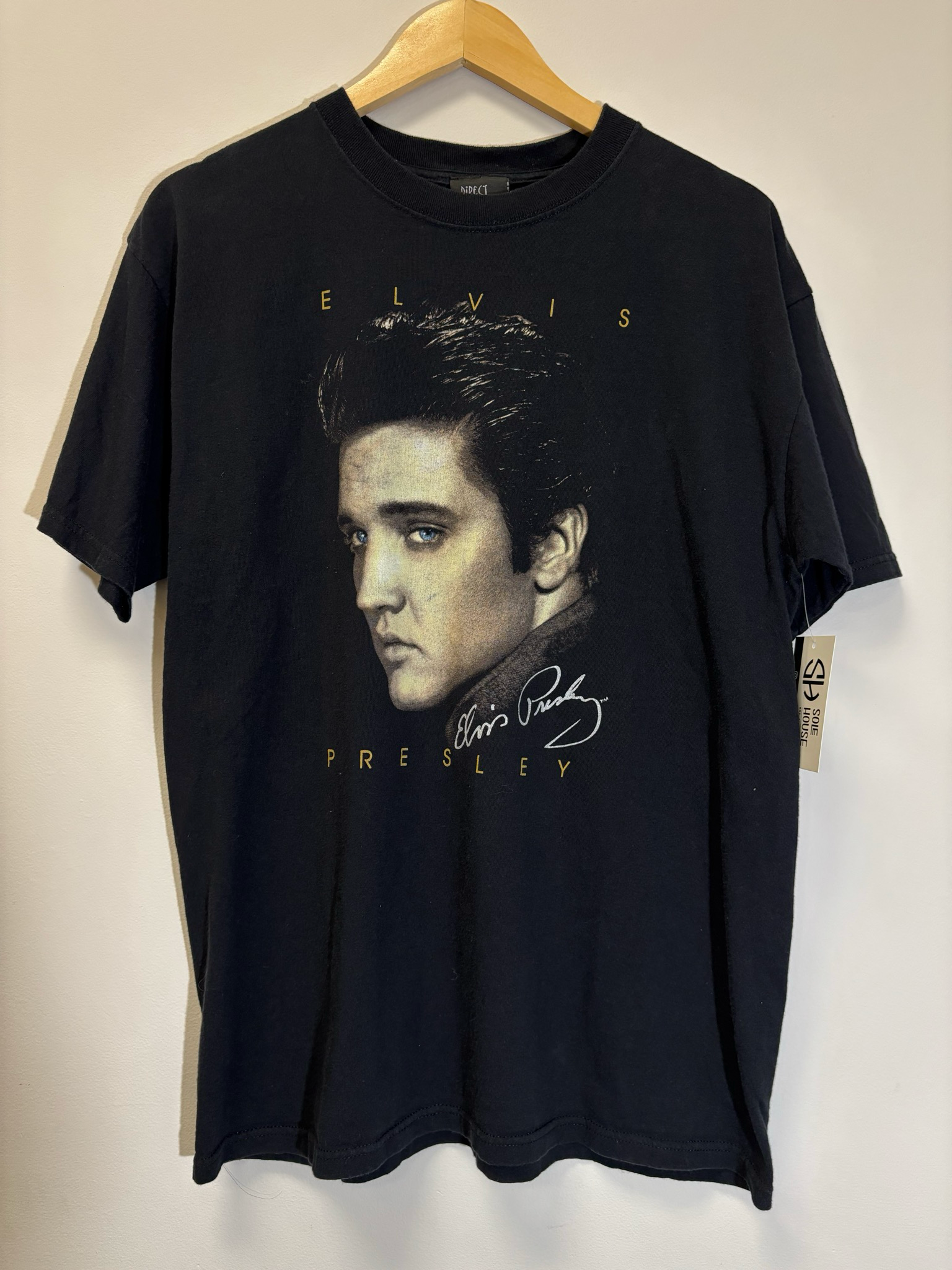 Elvis Big Head Tee Black Size Large Vintage