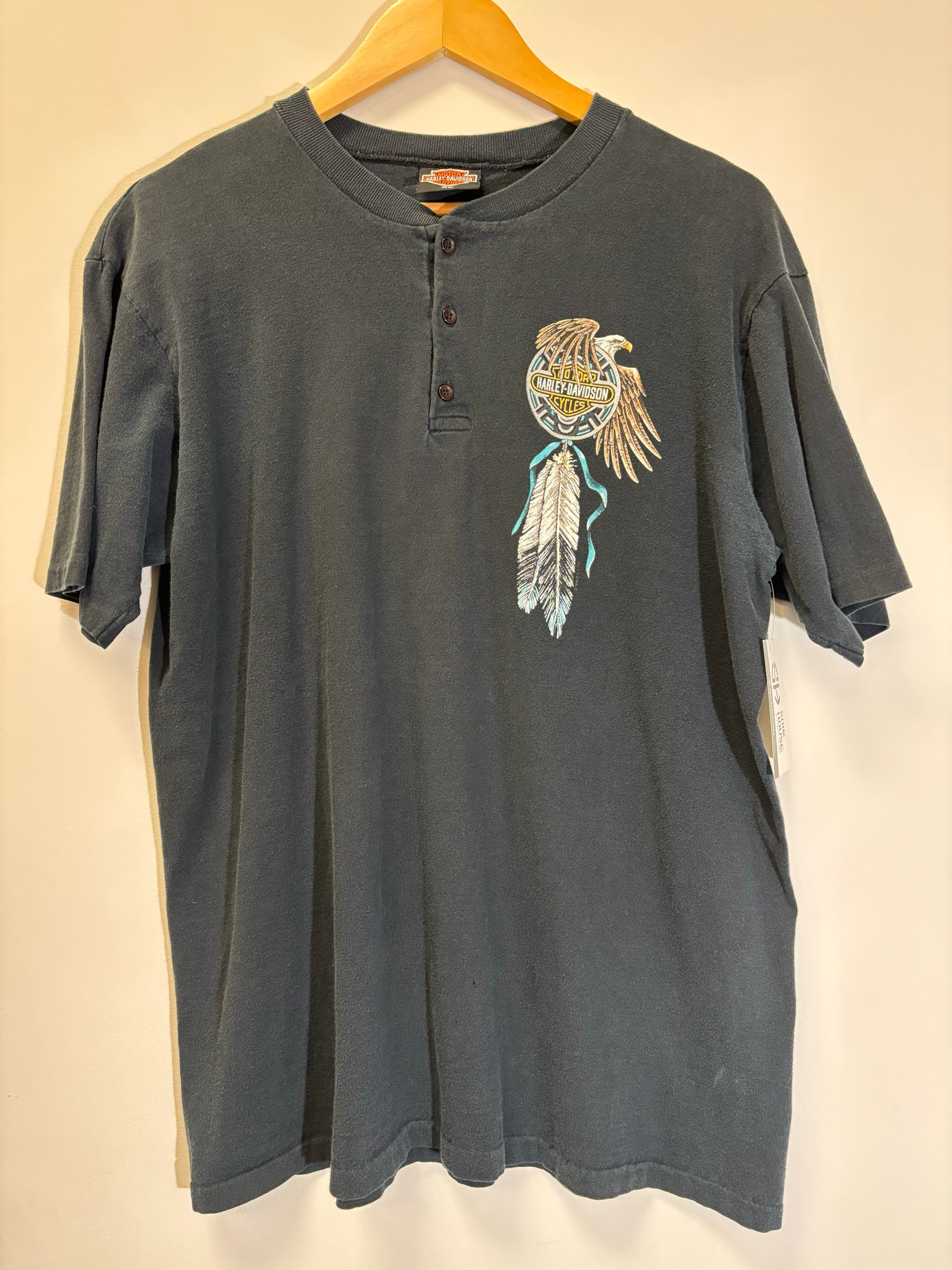 Harley Davidson Motor City Button Tee Black Size XL Vintage