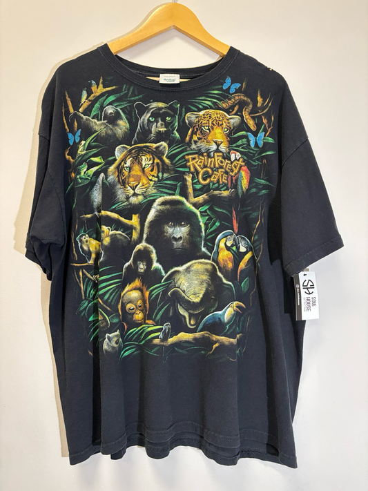 Rain Forrest Cafe Tee Black Size XXL Vintage