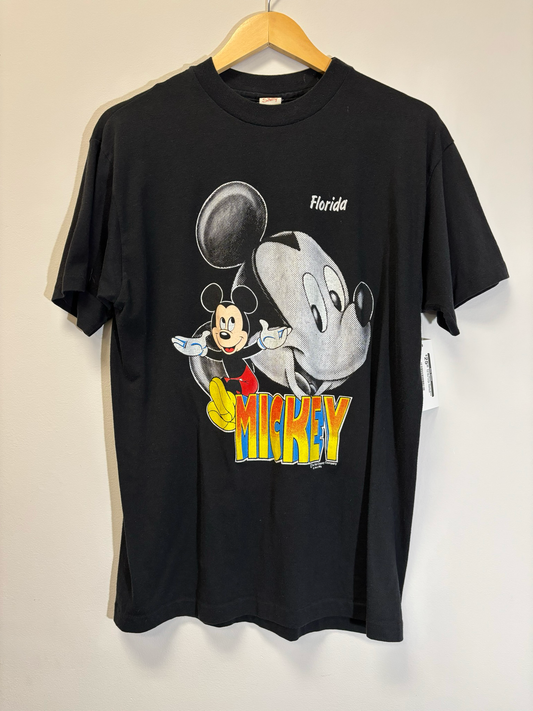 Disney Mickey Mouse Black Tee Size Large Vintage