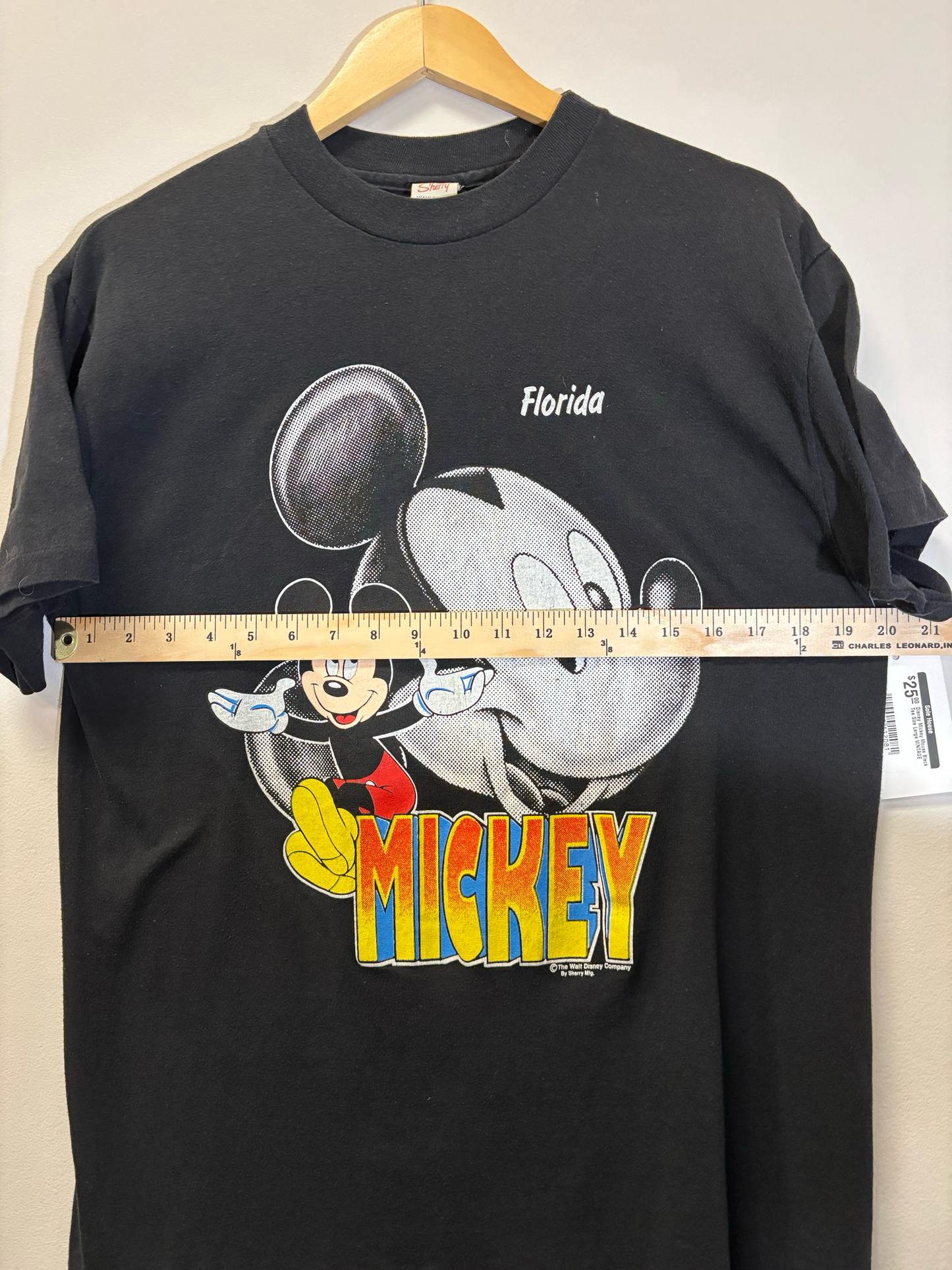 Disney Mickey Mouse Black Tee Size Large Vintage