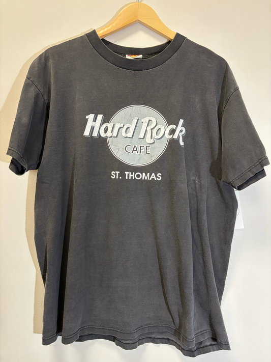 Hard Rock Cafe Tee St Thomas Tee Black Size Large Vintage