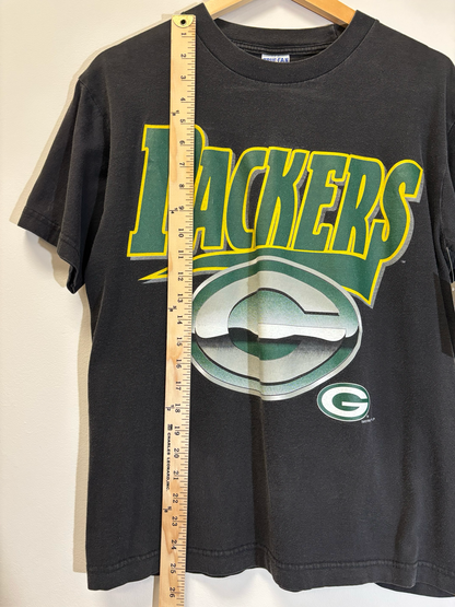 Packers Logo Tee Black Size Medium Vintage