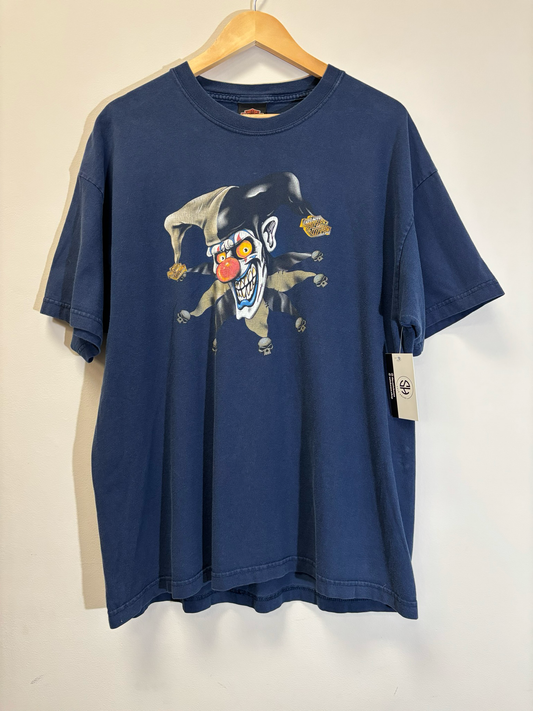 Harley Davidson Joker Denver Tee Blue Size XL Vintage