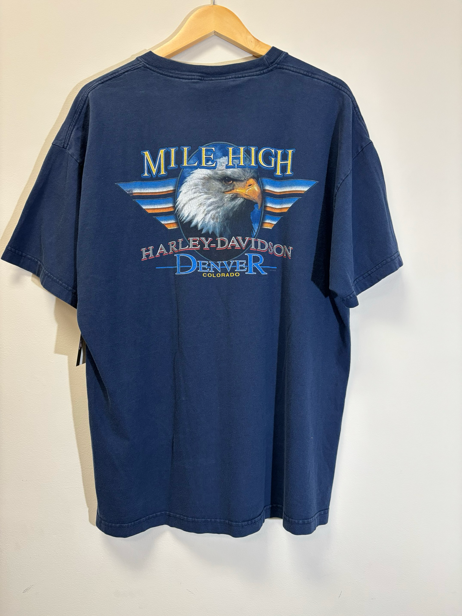 Harley Davidson Joker Denver Tee Blue Size XL Vintage