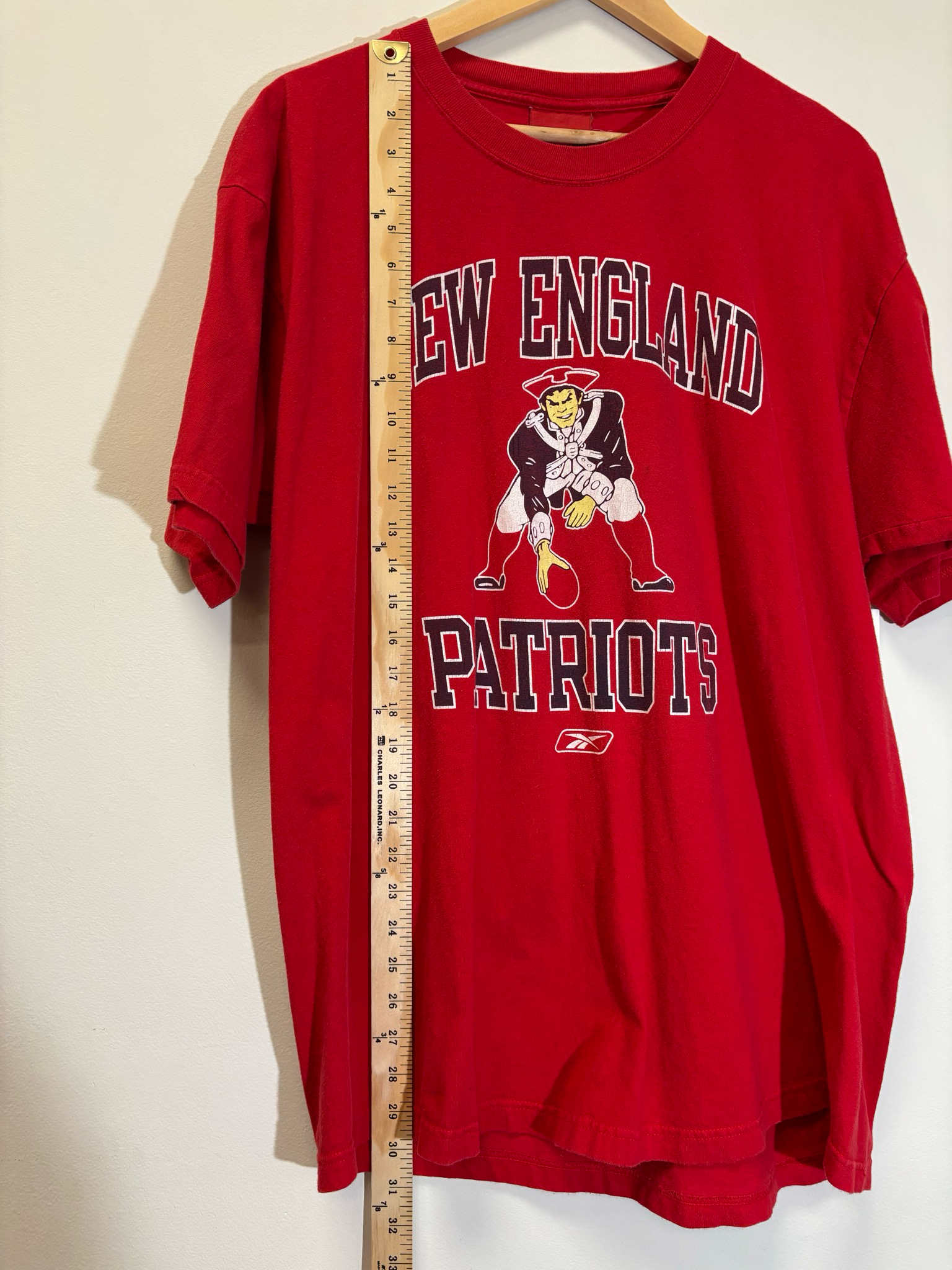 New England Patriots Reebok Tee Red Size Large Vintage
