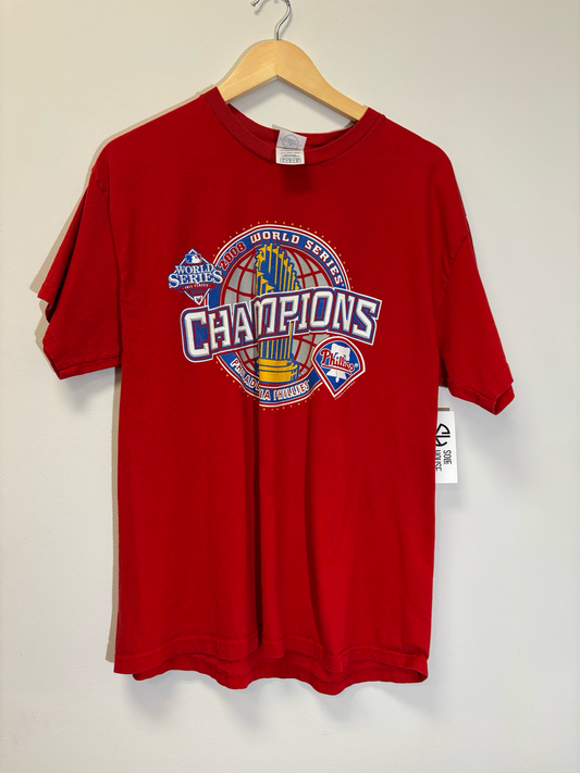 Phillies 2008 World Series Tee Red Size Large Vintage