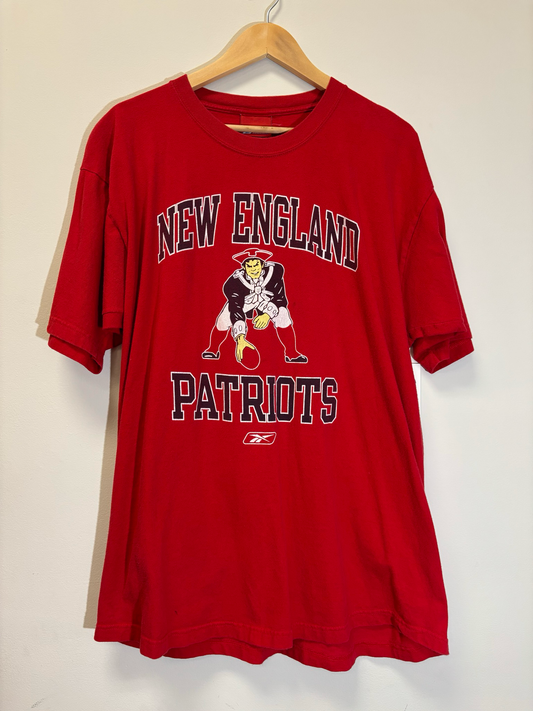 New England Patriots Reebok Tee Red Size Large Vintage