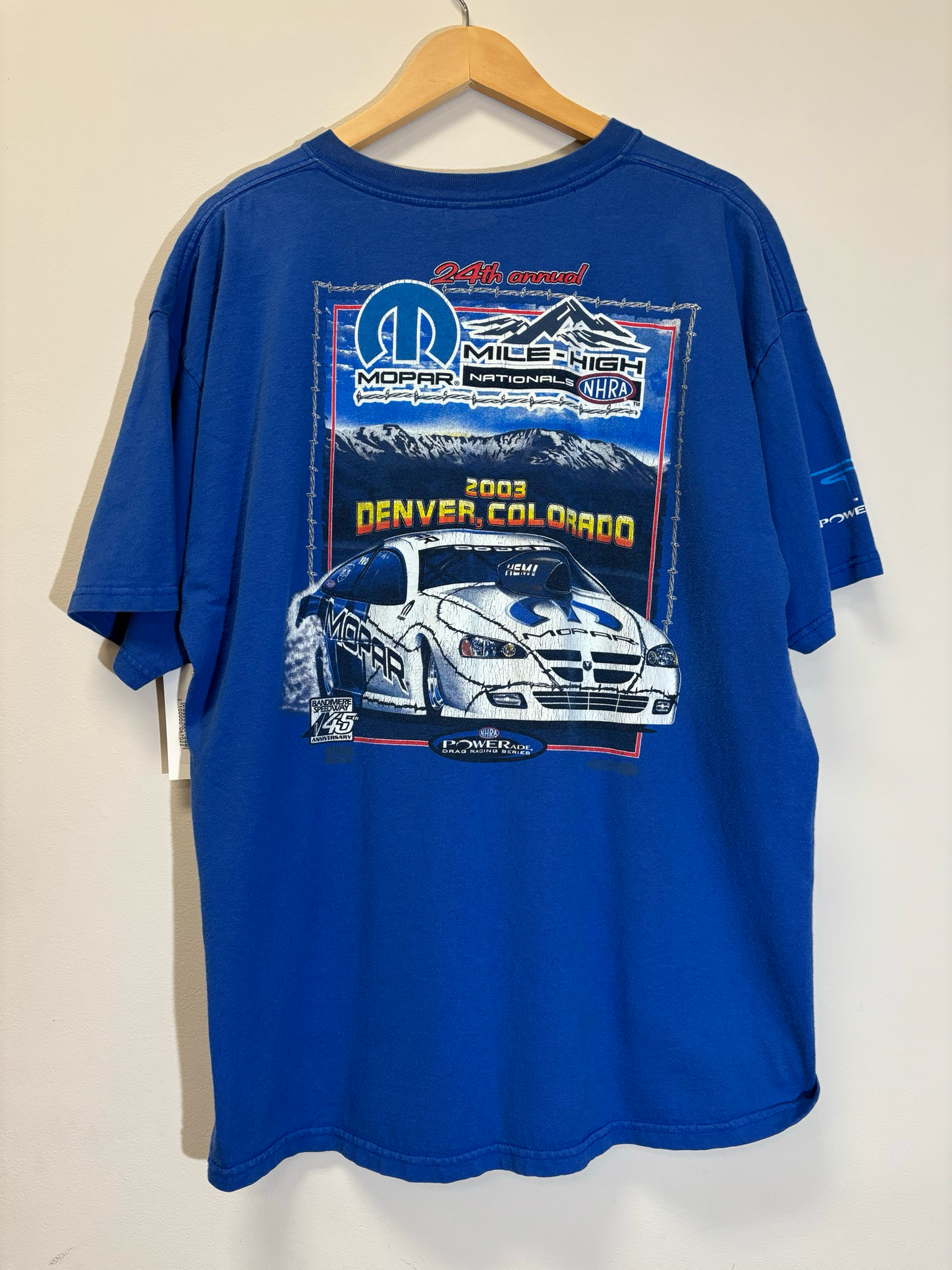 Mile High Mopar Racing Tee Blue Size XL Vintage