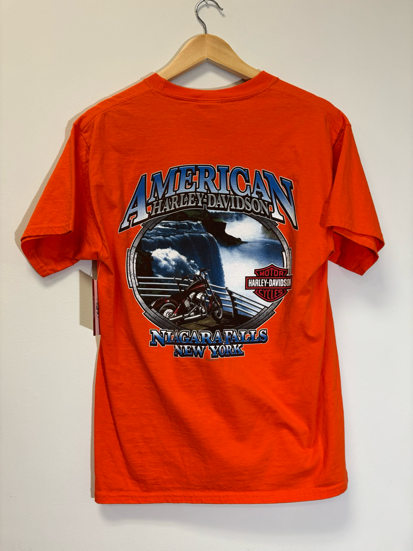 Harley Davidson Niagara Falls Tee Orange Size Medium Vintage