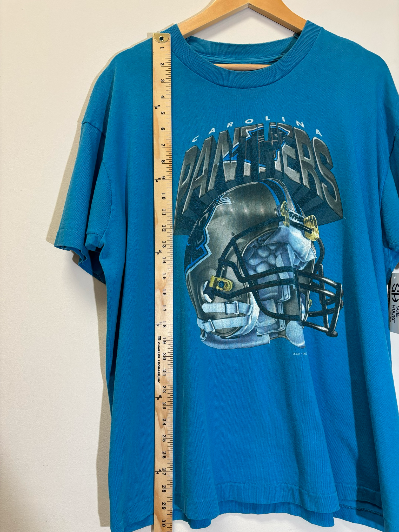 Carolina Panthers Salem Helmet Tee Blue Size XL Vintage