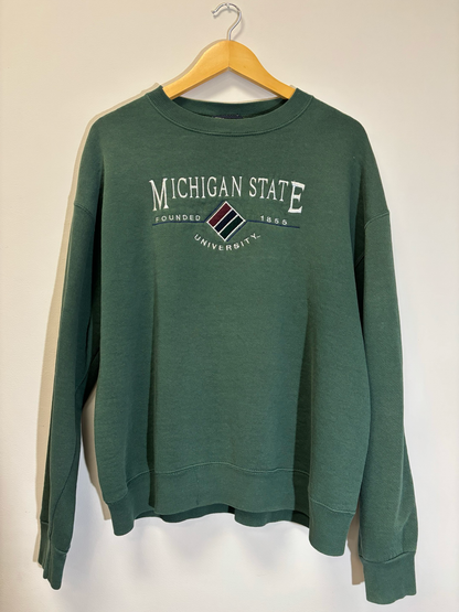 Michigan State Crewneck Green Size Large Vintage