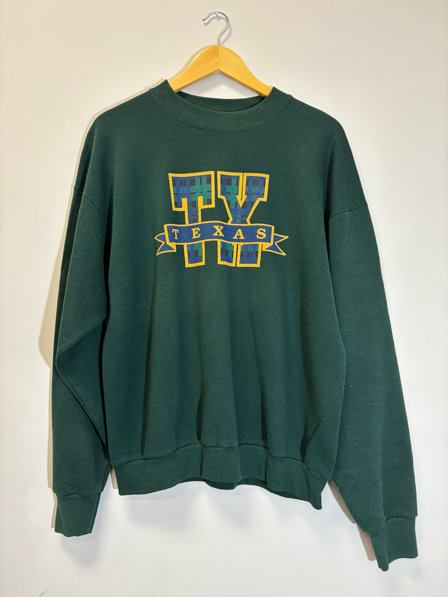 Texas Green Navy Crew Neck Size XL Vintage