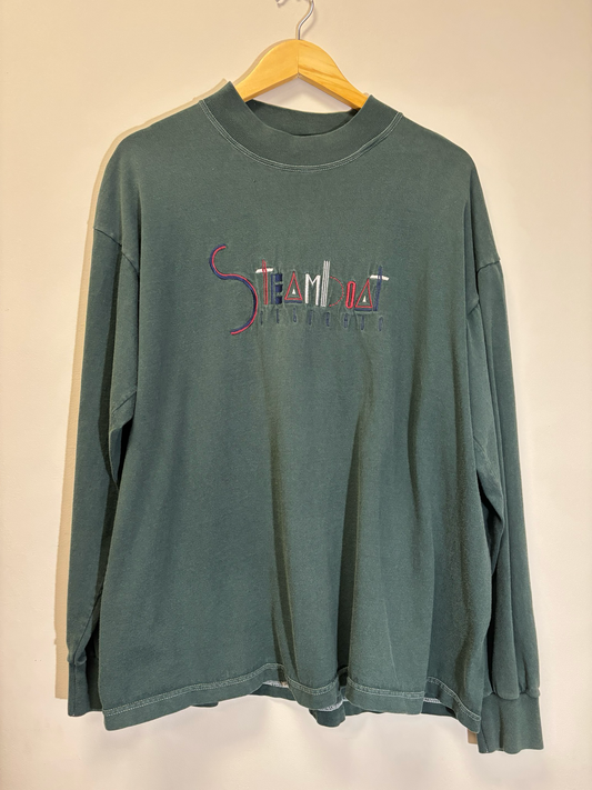 Steamboat Green Long Sleeve Tee Size XL Vintage