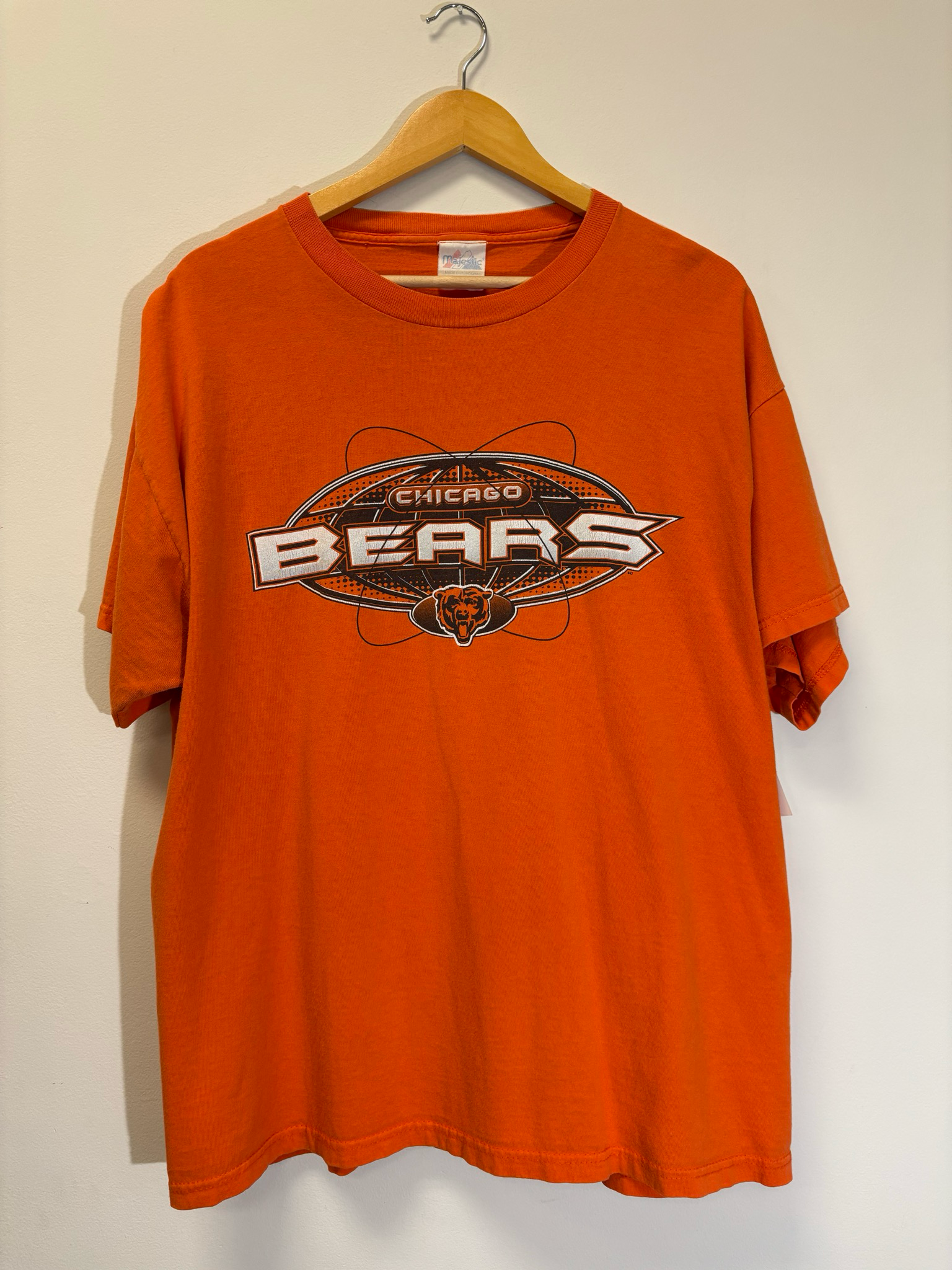Chicago Bears Majestic Tee Orange Size XL Vintage