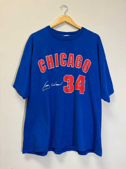 Chicago Cubs Wood Shirt Blue Size XL Vintage