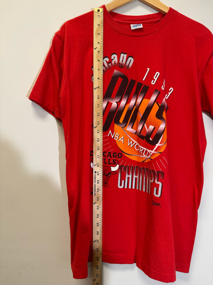 Chicago Bulls 1993 Champ Salem Tee Red Size Large Vintage