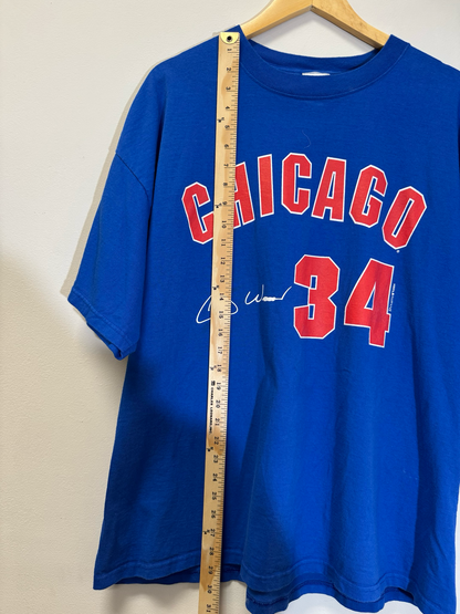 Chicago Cubs Wood Shirt Blue Size XL Vintage