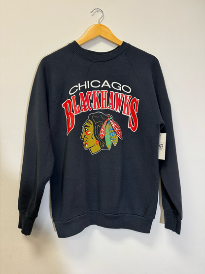 Chicago Black Hawks Crewneck Black Size Large Vintage