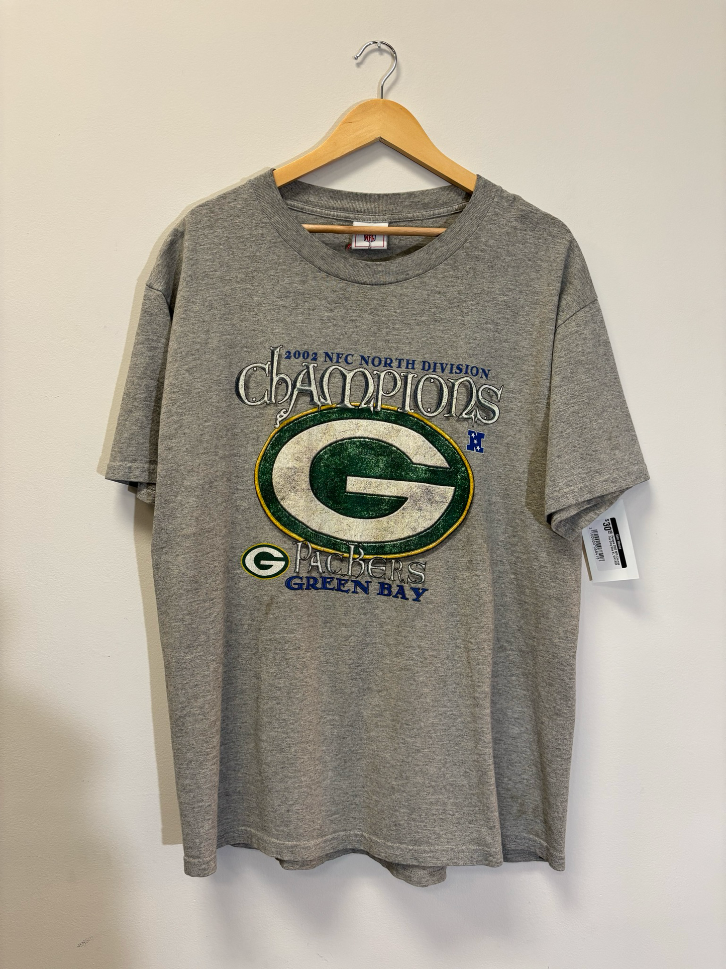 Packers 2002 NFC Champs Tee Grey Size XL Vintage