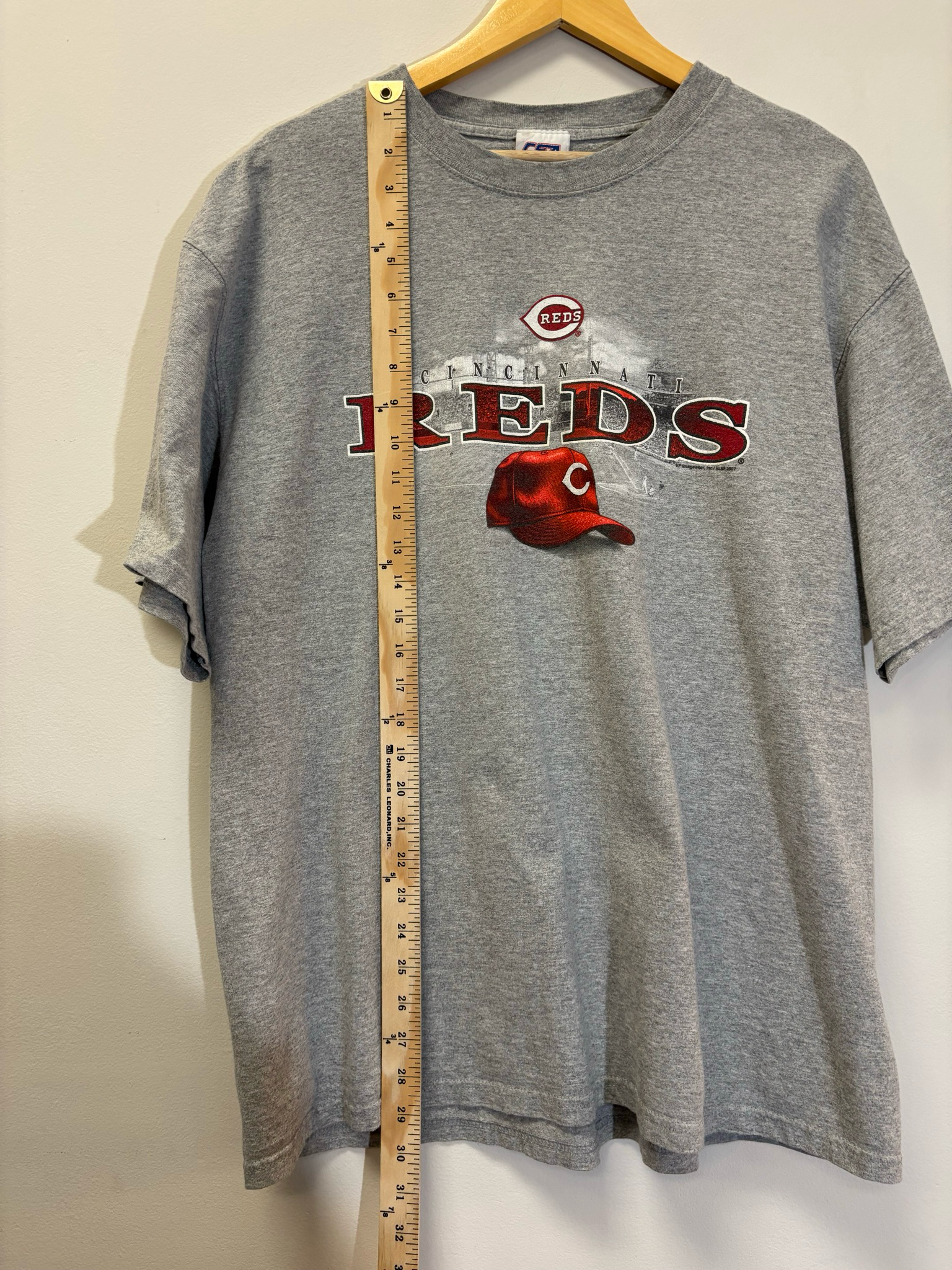 Cincinnati Reds Hat Tee Grey Size XL Vintage