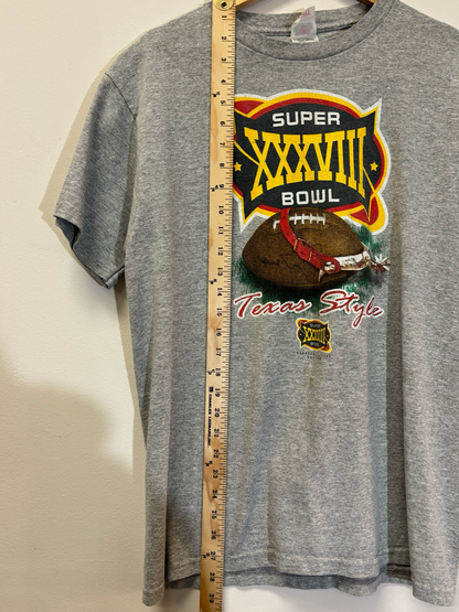Super Bowl Texas Style Tee Grey Size Large Vintage