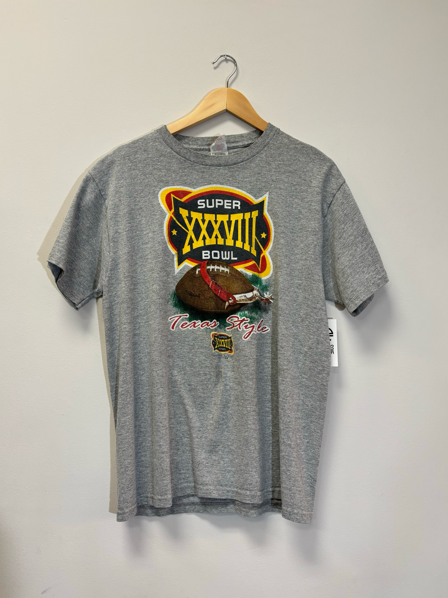 Super Bowl Texas Style Tee Grey Size Large Vintage