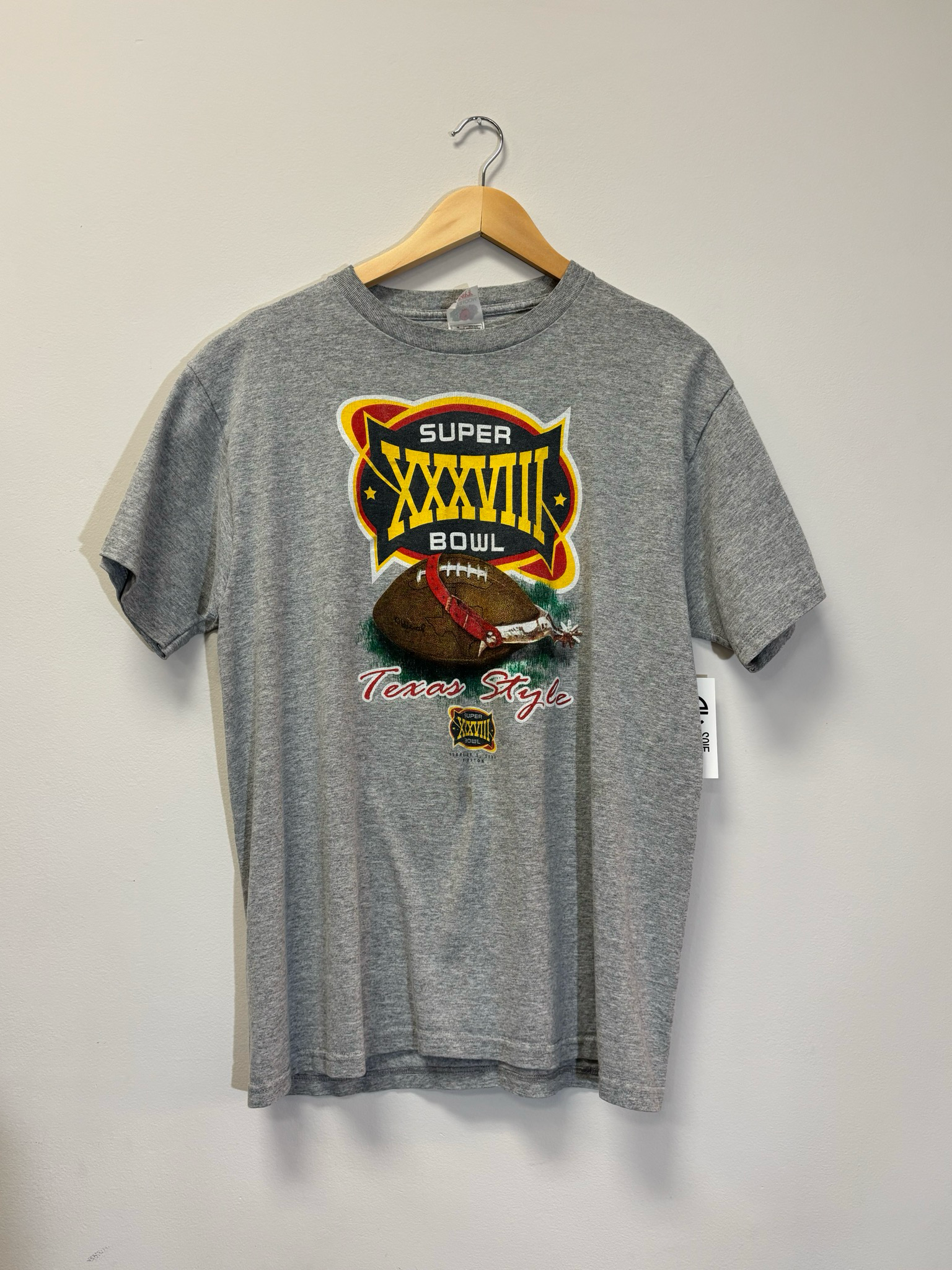Super Bowl Texas Style Tee Grey Size Large Vintage