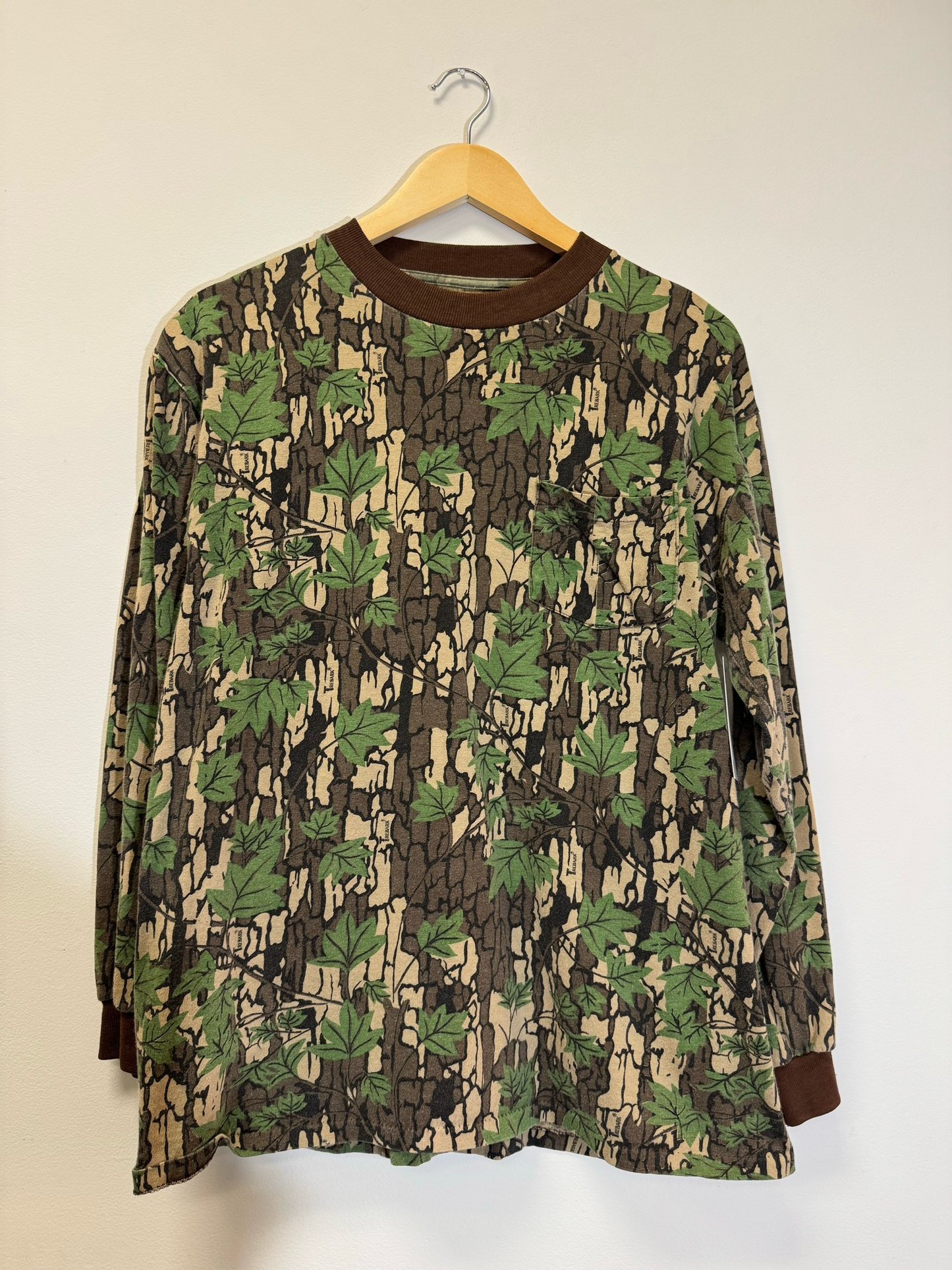 Camo Long Sleeve Trebark Tee Size Large Vintage