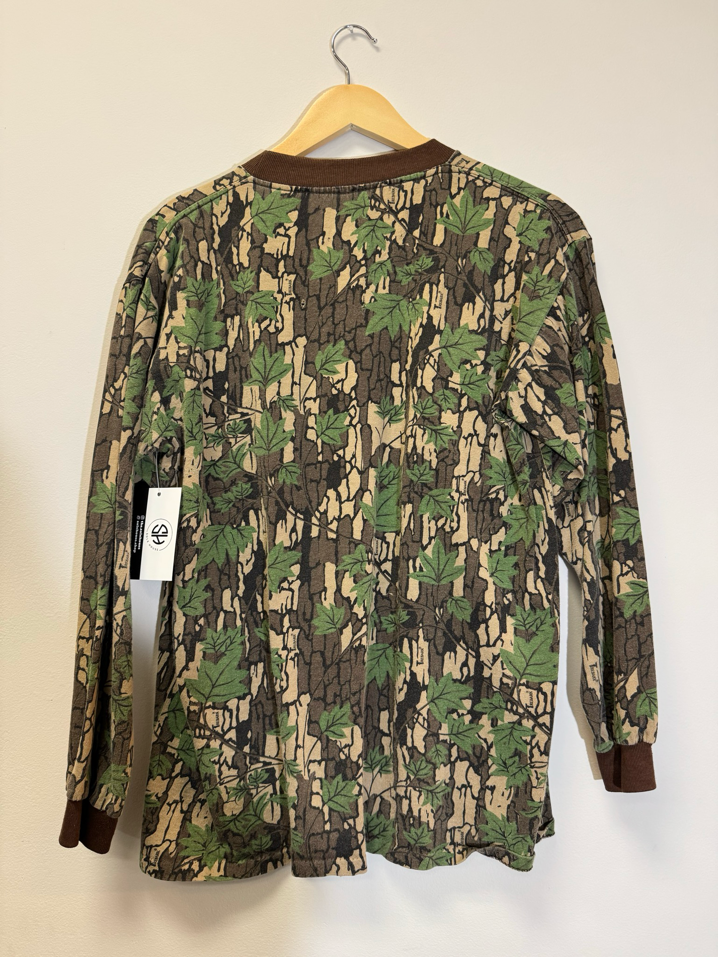 Camo Long Sleeve Trebark Tee Size Large Vintage