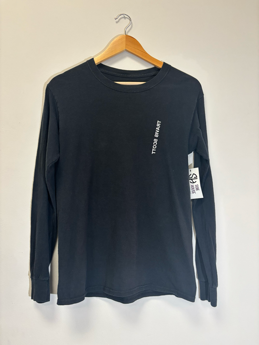 Travis Scott Black White Tee Long Sleeve Size Small Pre-Owned