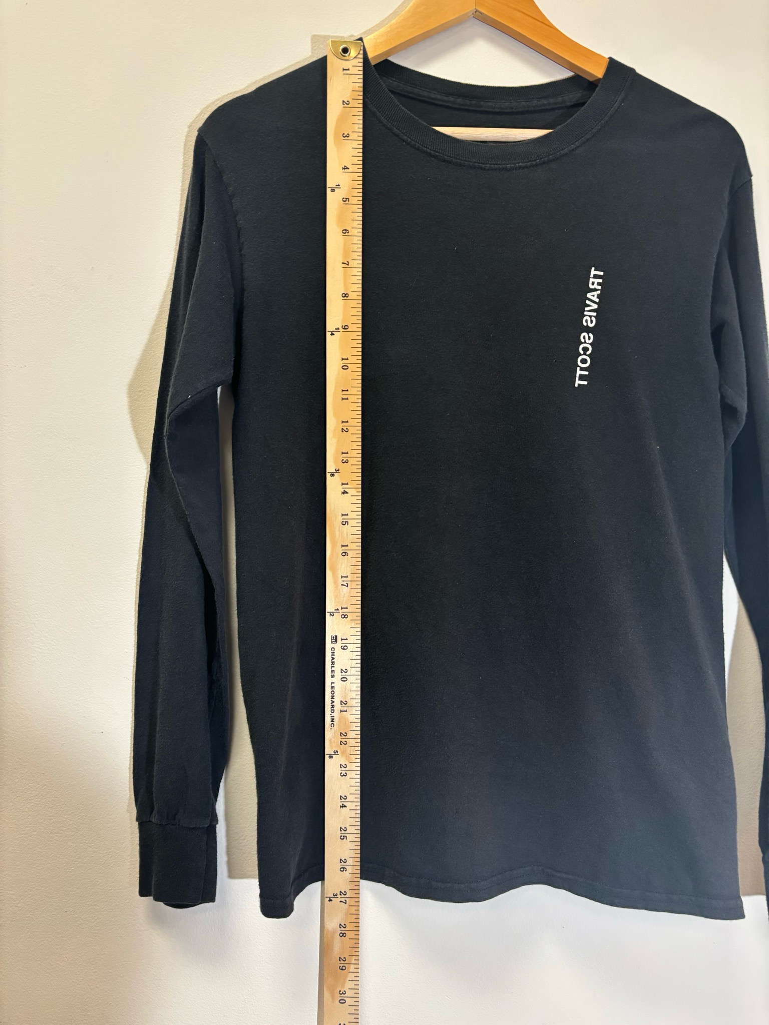 Travis Scott Black White Tee Long Sleeve Size Small Pre-Owned