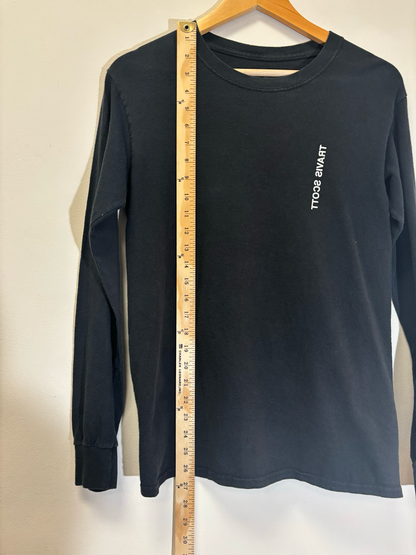 Travis Scott Black White Tee Long Sleeve Size Small Pre-Owned