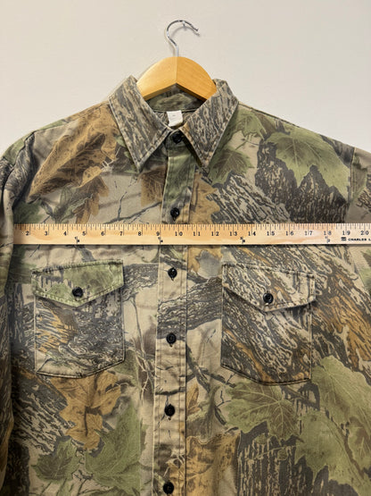 Camo Button Up Long Sleeve Size Large Vintage